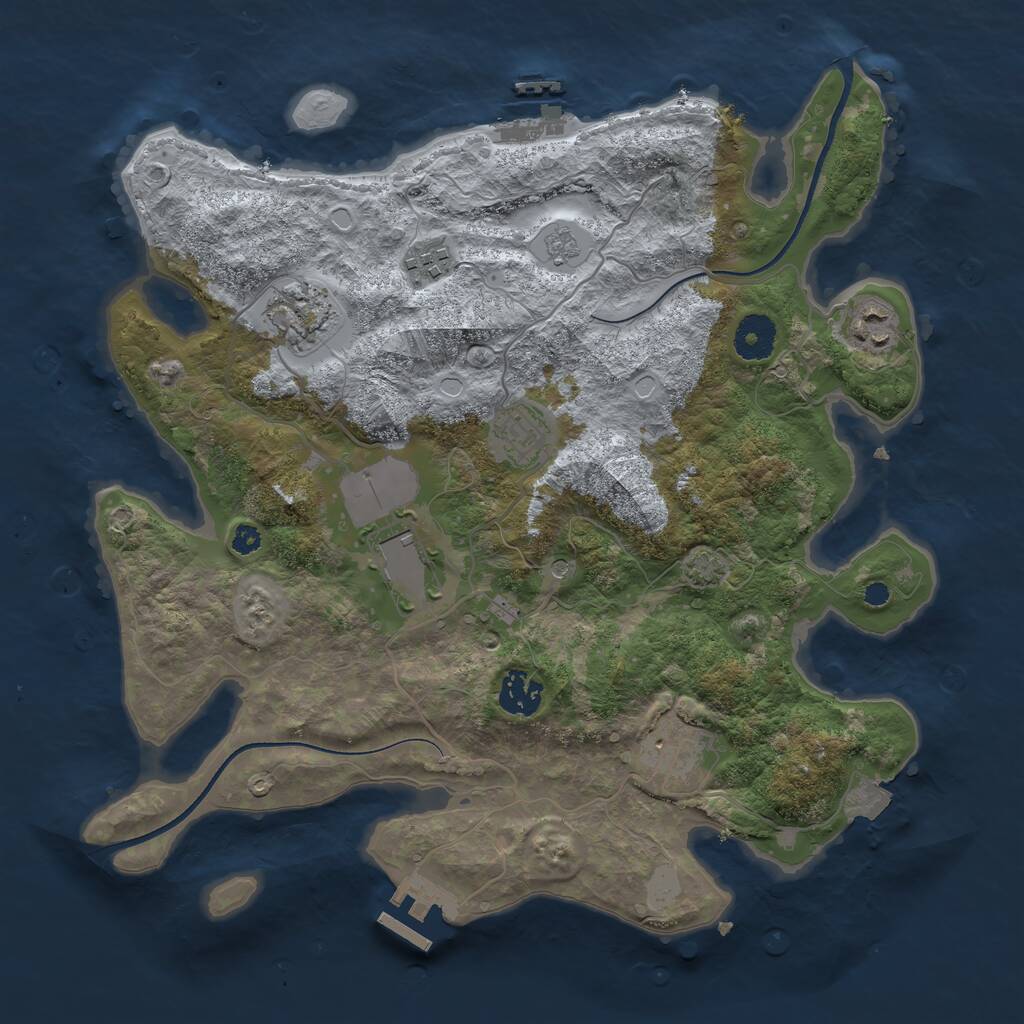 Rust Map: Procedural Map, Size: 3500, Seed: 58529, 13 Monuments