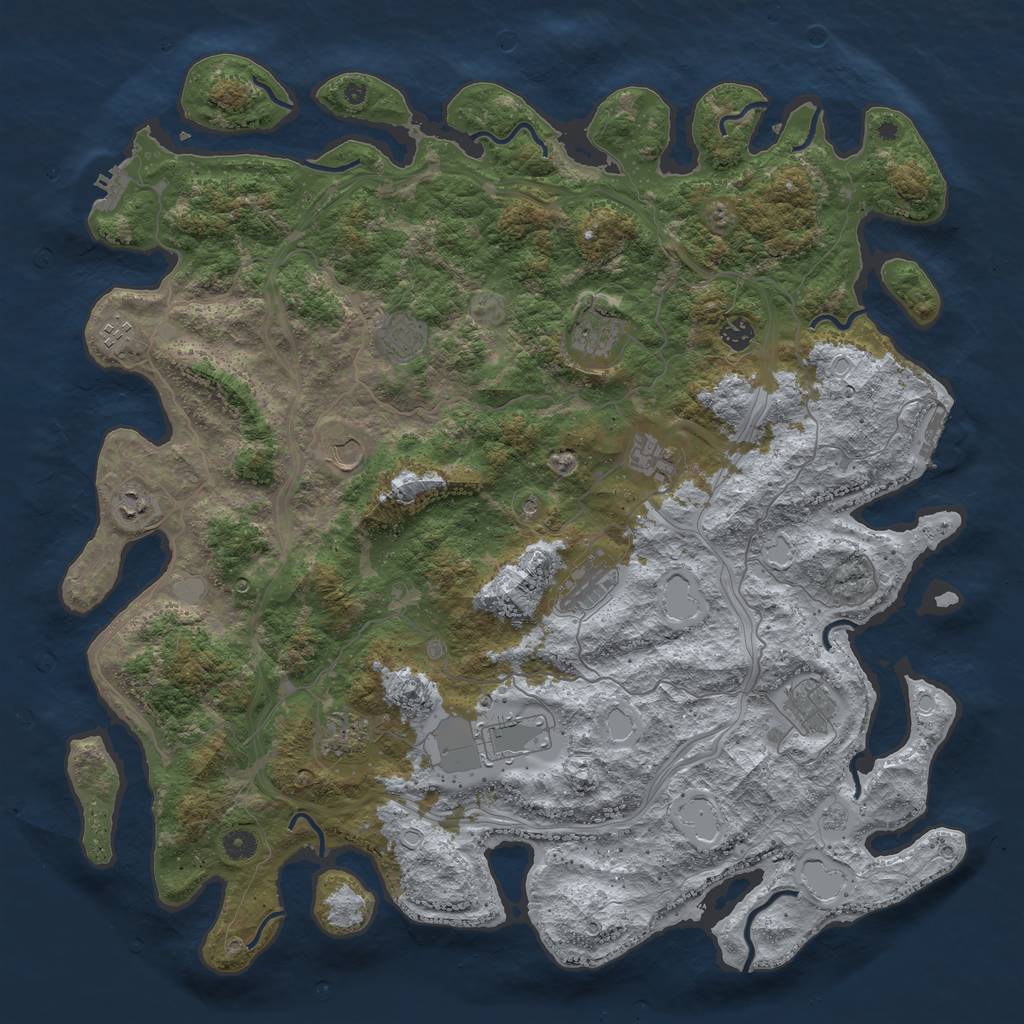Rust Map: Procedural Map, Size: 4800, Seed: 422918715, 20 Monuments