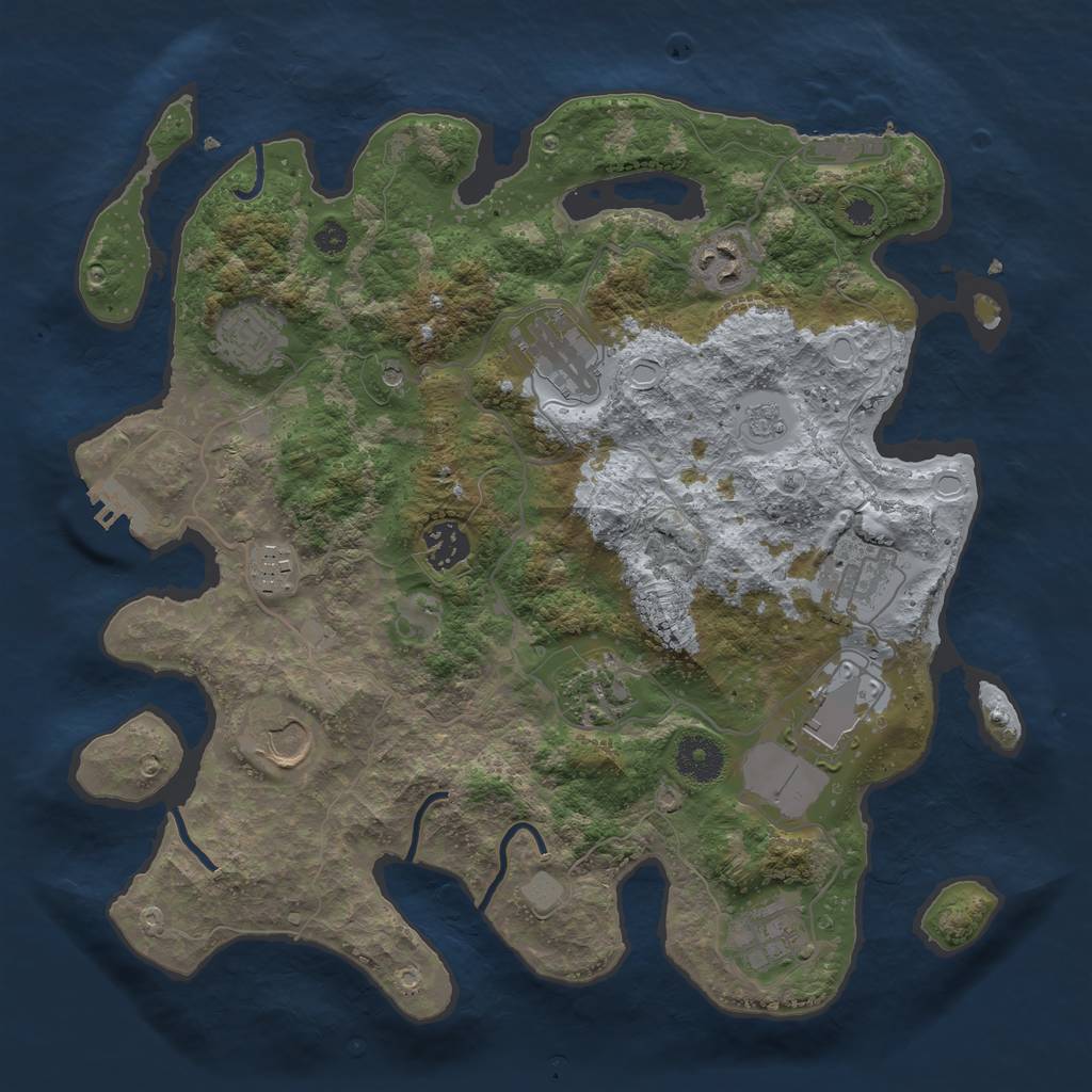 Rust Map: Procedural Map, Size: 3500, Seed: 676701670, 17 Monuments