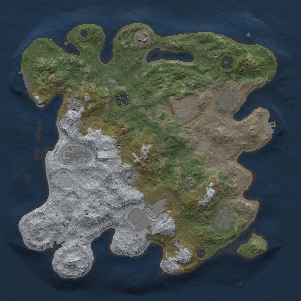 Rust Map: Procedural Map, Size: 3500, Seed: 643722806, 17 Monuments