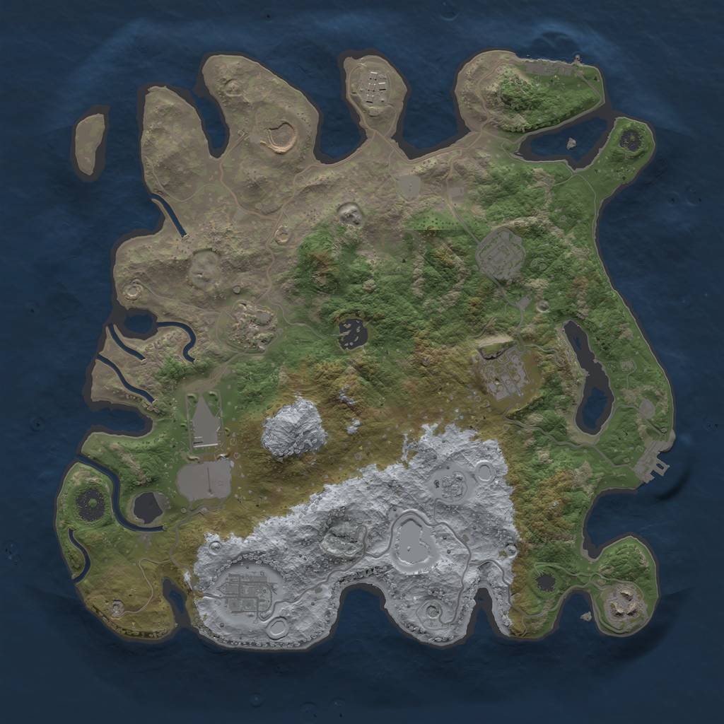 Rust Map: Procedural Map, Size: 3500, Seed: 1483, 18 Monuments