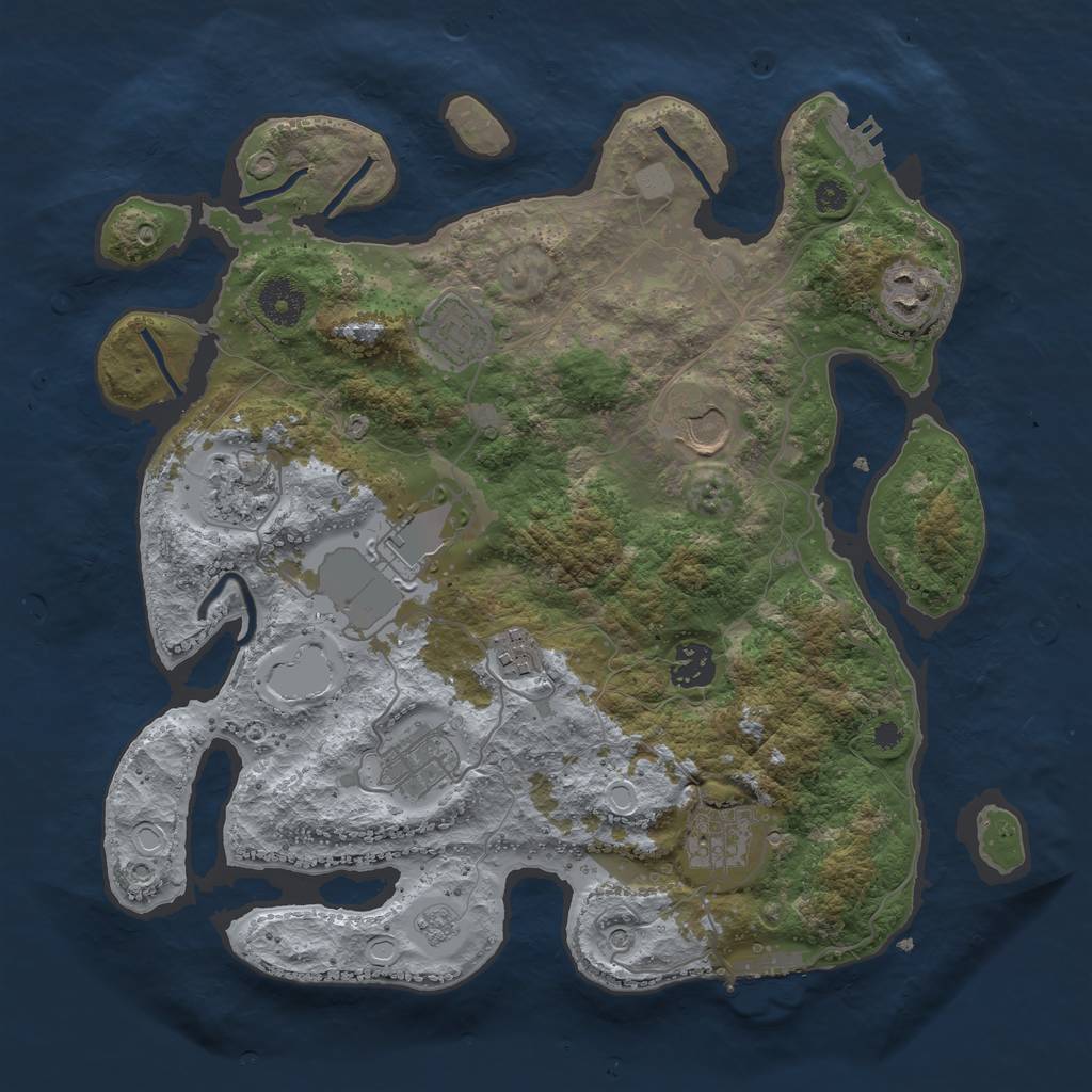 Rust Map: Procedural Map, Size: 3500, Seed: 135743334, 16 Monuments