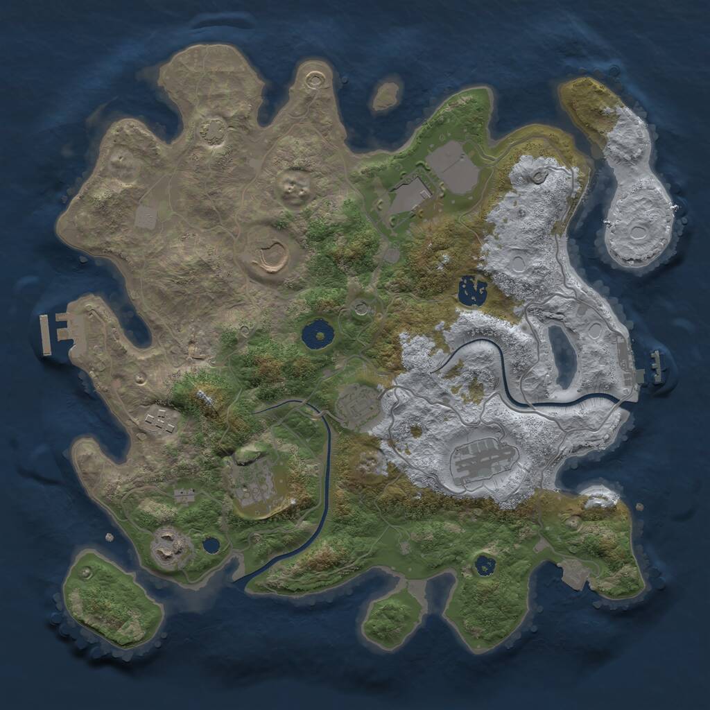Rust Map: Procedural Map, Size: 3500, Seed: 1090883872, 13 Monuments