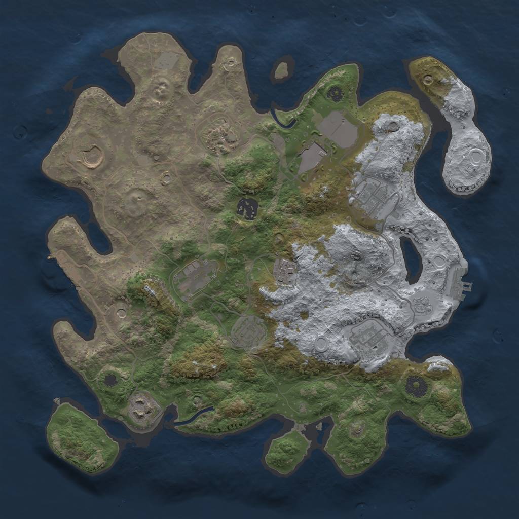 Rust Map: Procedural Map, Size: 3500, Seed: 1090883872, 19 Monuments