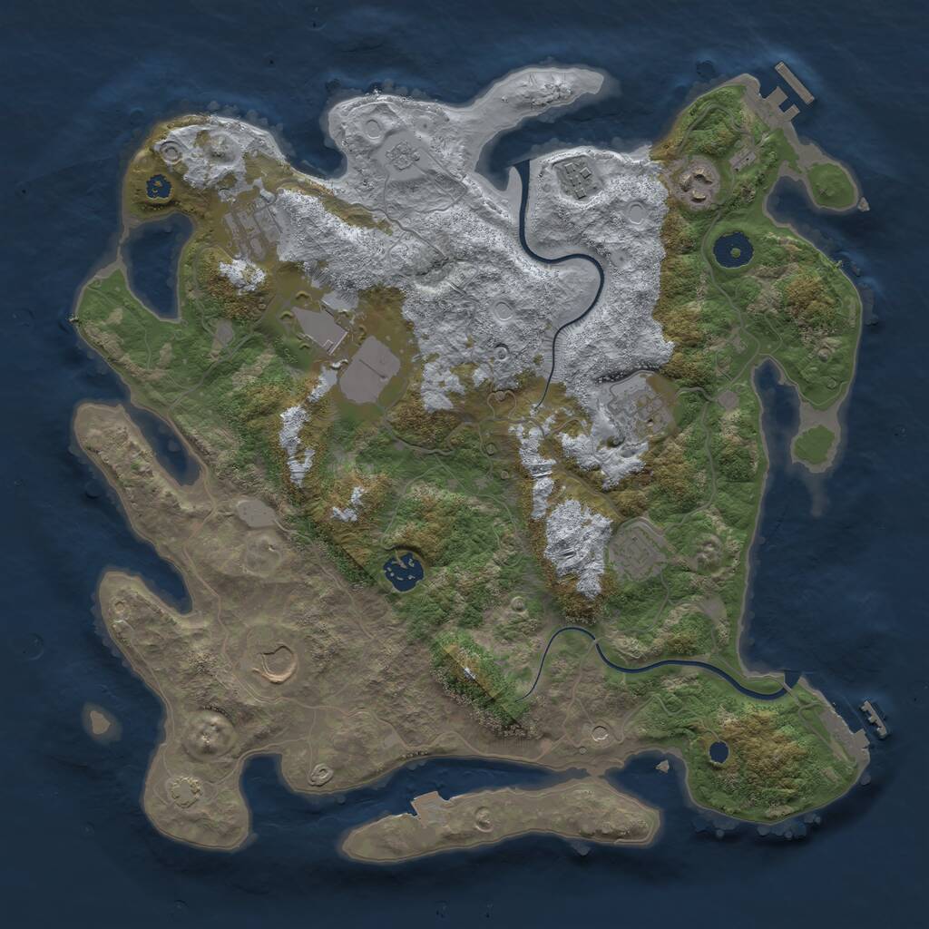 Rust Map: Procedural Map, Size: 3750, Seed: 55801555, 14 Monuments