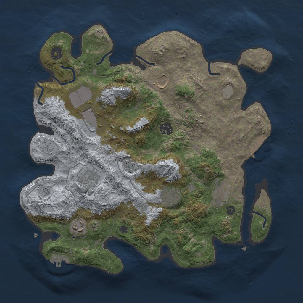 Rust Map: Procedural Map, Size: 3500, Seed: 2099424890, 15 Monuments