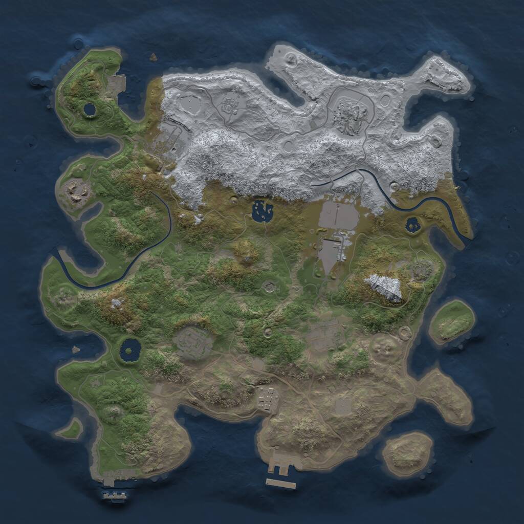 Rust Map: Procedural Map, Size: 3500, Seed: 34121447, 14 Monuments
