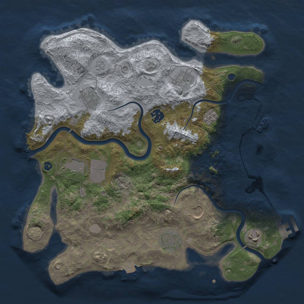 Rust Map: Procedural Map, Size: 3500, Seed: 1992684666, 14 Monuments