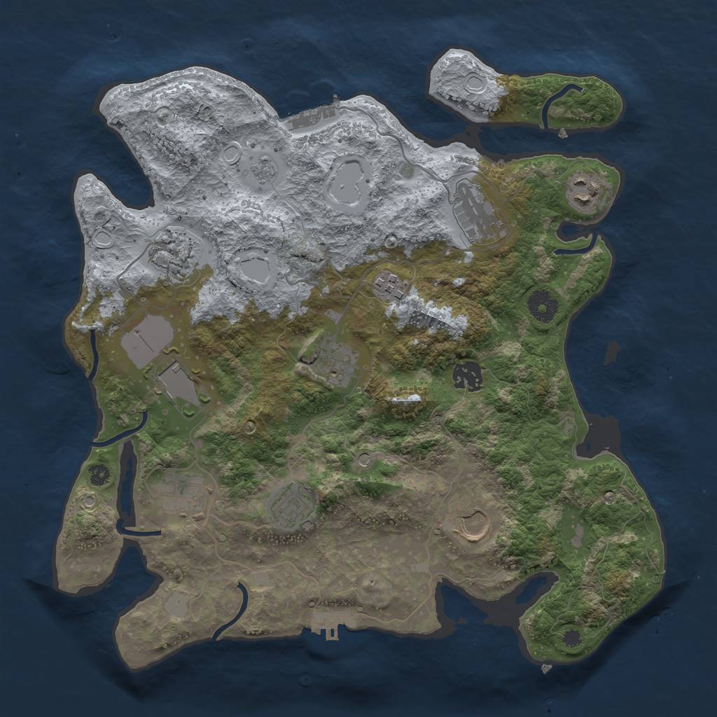 Rust Map: Procedural Map, Size: 3500, Seed: 1992684666, 19 Monuments