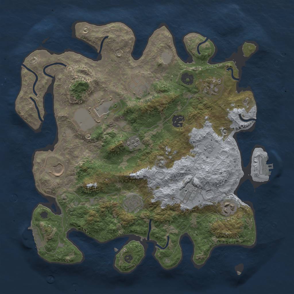 Rust Map: Procedural Map, Size: 3500, Seed: 845177, 17 Monuments