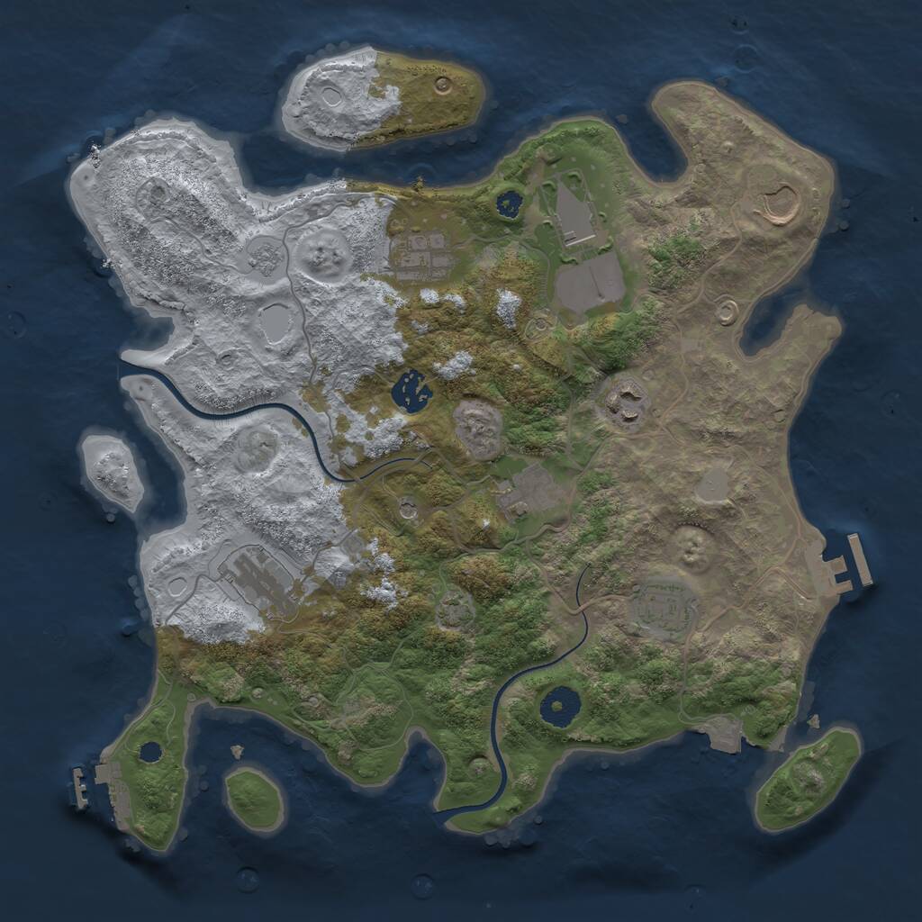 Rust Map: Procedural Map, Size: 3500, Seed: 1048358432, 14 Monuments