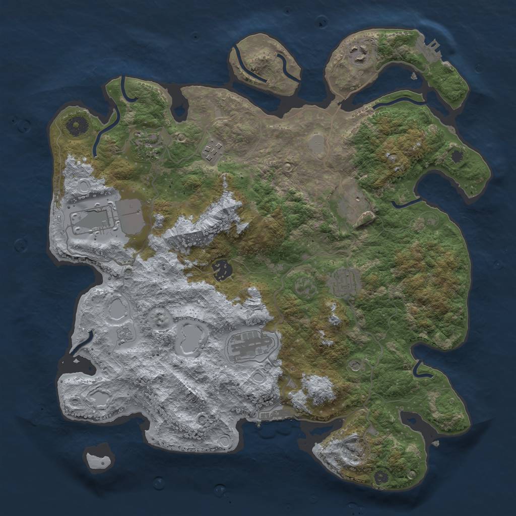 Rust Map: Procedural Map, Size: 3750, Seed: 58168908, 17 Monuments