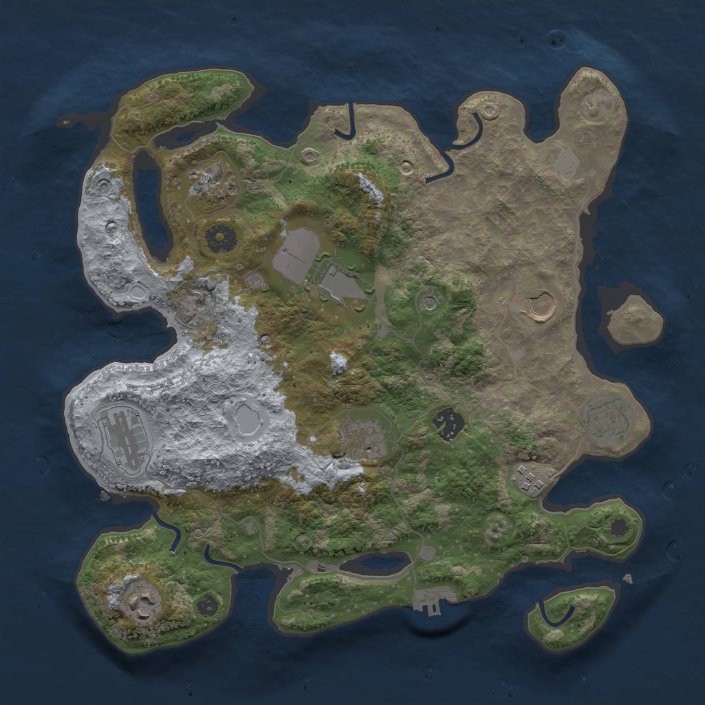 Rust Map: Procedural Map, Size: 3500, Seed: 401044449, 16 Monuments