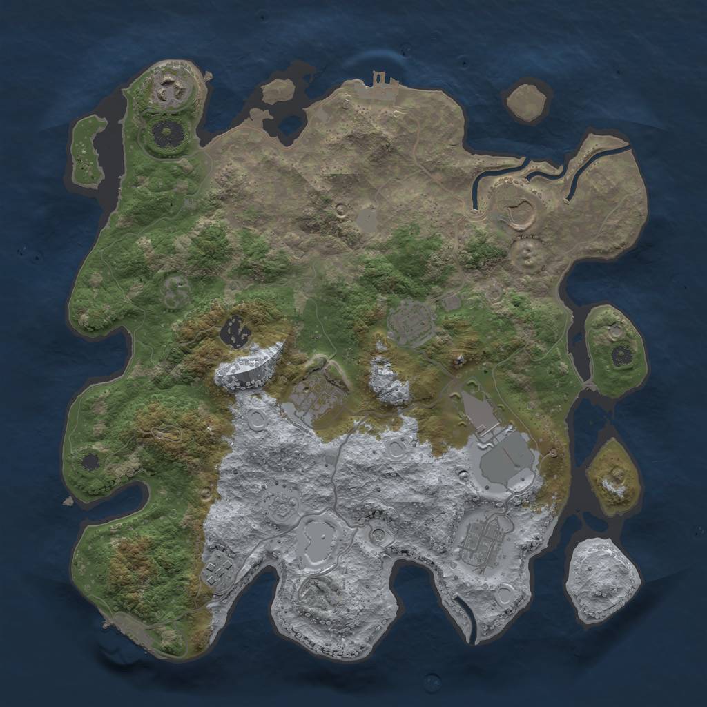 Rust Map: Procedural Map, Size: 3500, Seed: 1193750862, 17 Monuments