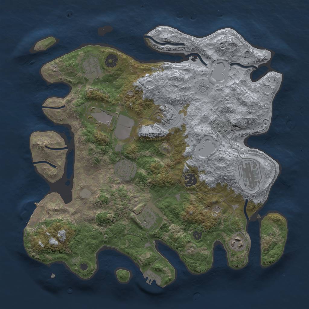 Rust Map: Procedural Map, Size: 3500, Seed: 747595361, 16 Monuments