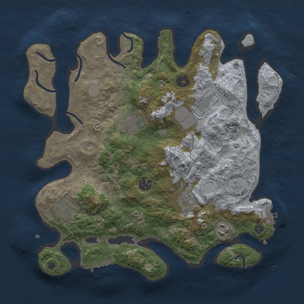 Rust Map: Procedural Map, Size: 3500, Seed: 5849, 16 Monuments