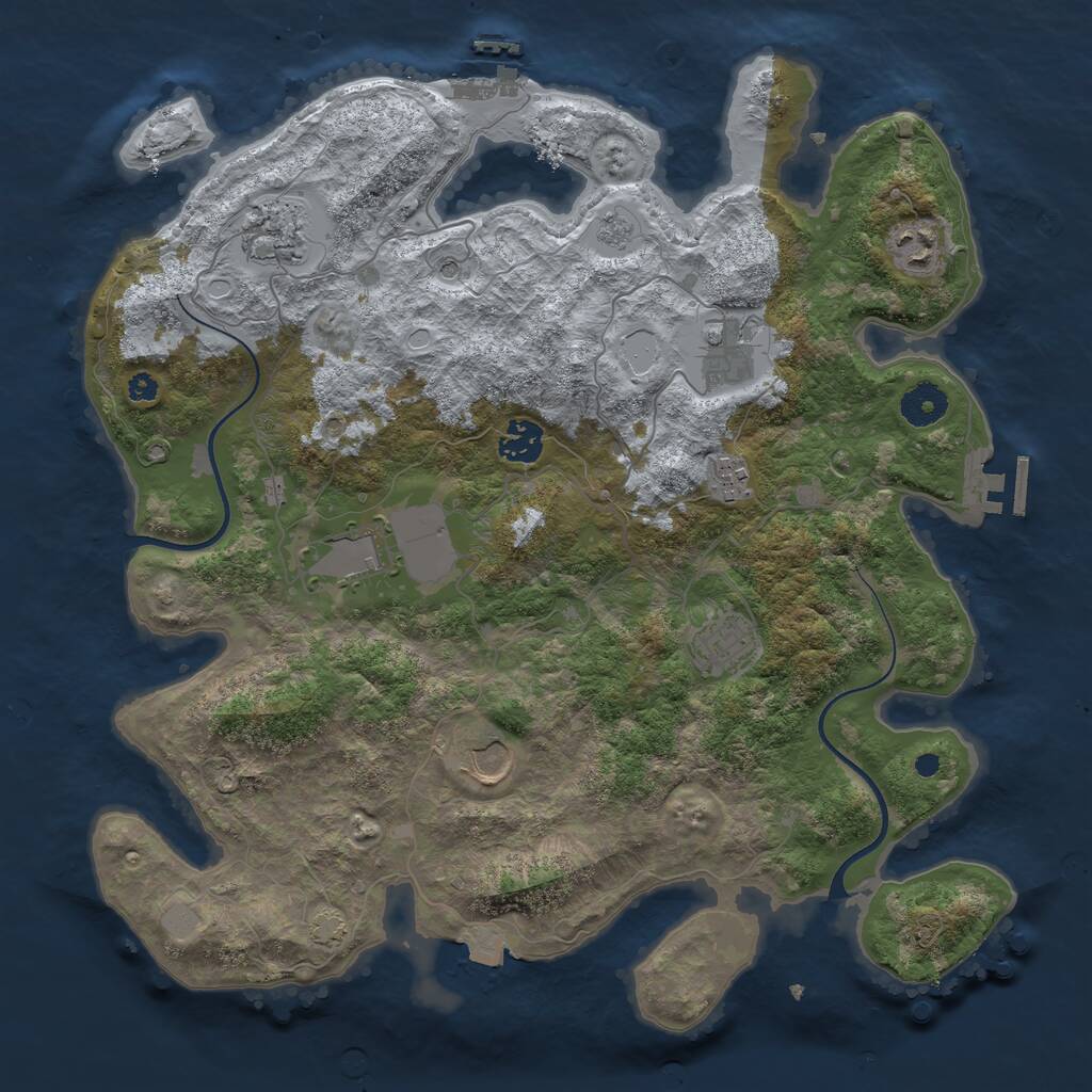 Rust Map: Procedural Map, Size: 3700, Seed: 533600832, 14 Monuments