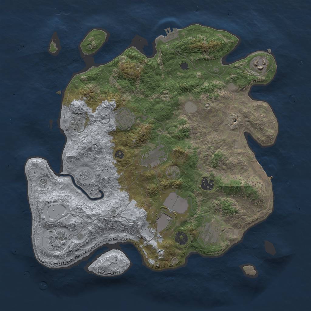 Rust Map: Procedural Map, Size: 3500, Seed: 448676402, 17 Monuments
