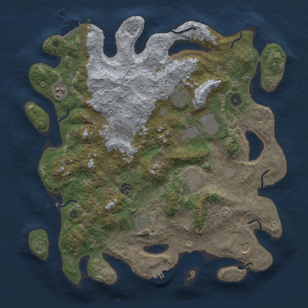 Rust Map: Procedural Map, Size: 4000, Seed: 321120379, 16 Monuments