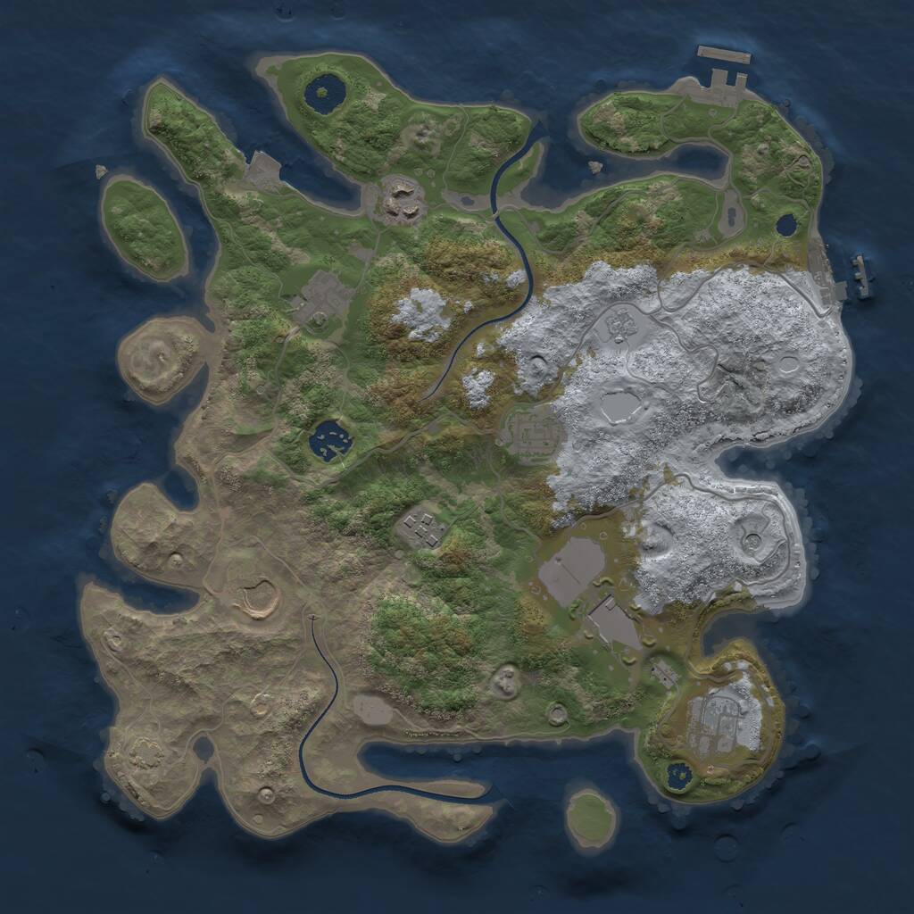 Rust Map: Procedural Map, Size: 3500, Seed: 992691173, 14 Monuments