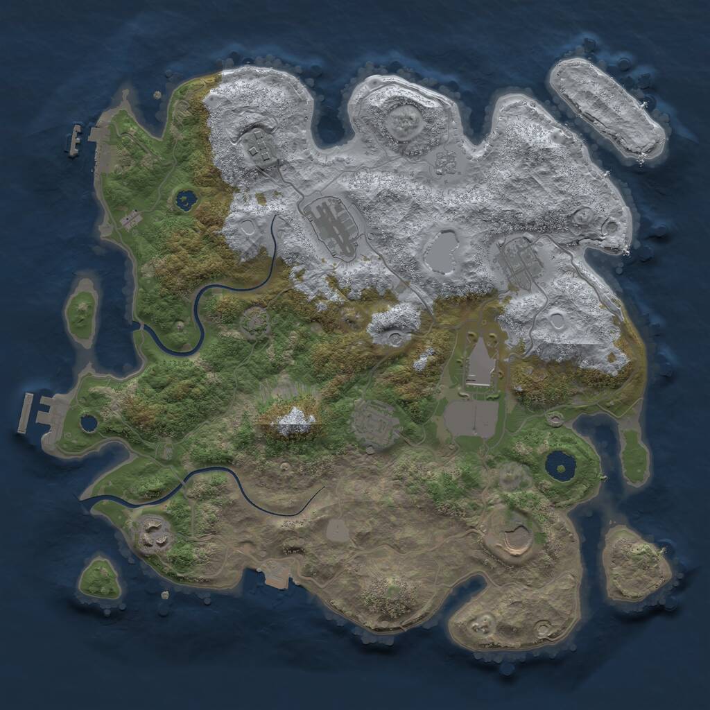Rust Map: Procedural Map, Size: 3500, Seed: 854436453, 13 Monuments