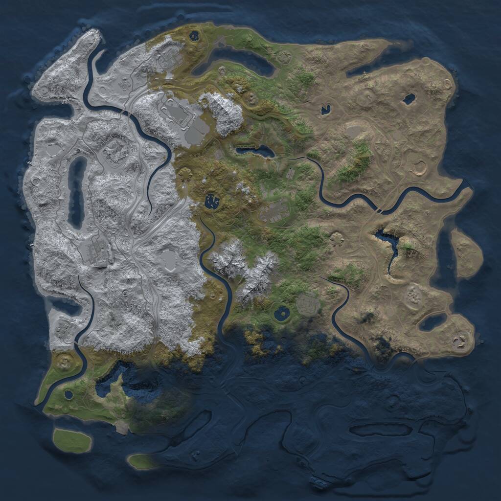 Rust Map: Procedural Map, Size: 5000, Seed: 1579578172, 16 Monuments