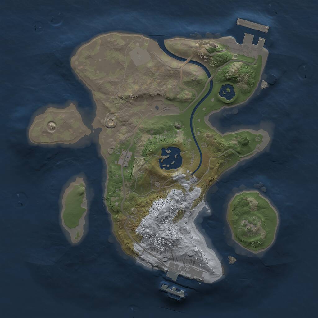 Rust Map: Procedural Map, Size: 2000, Seed: 647421542, 4 Monuments