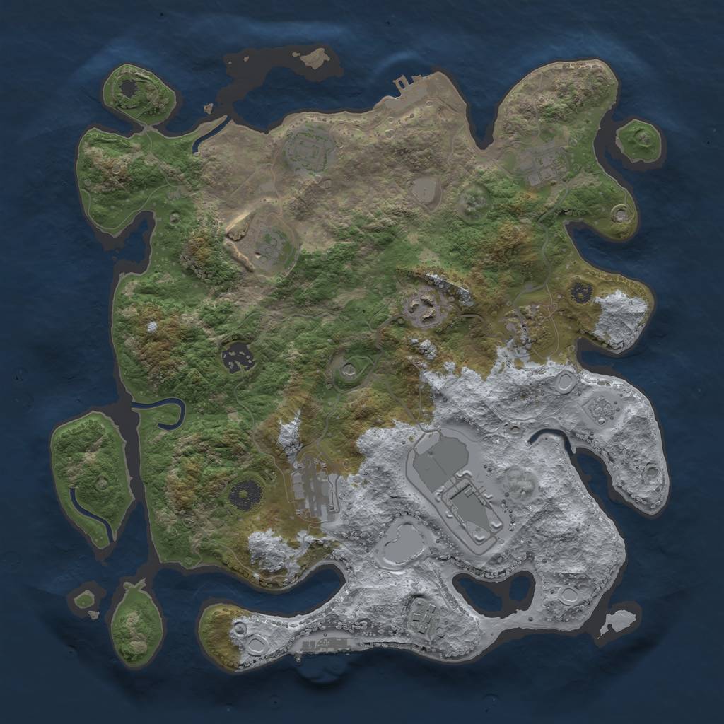 Rust Map: Procedural Map, Size: 3500, Seed: 74025240, 18 Monuments