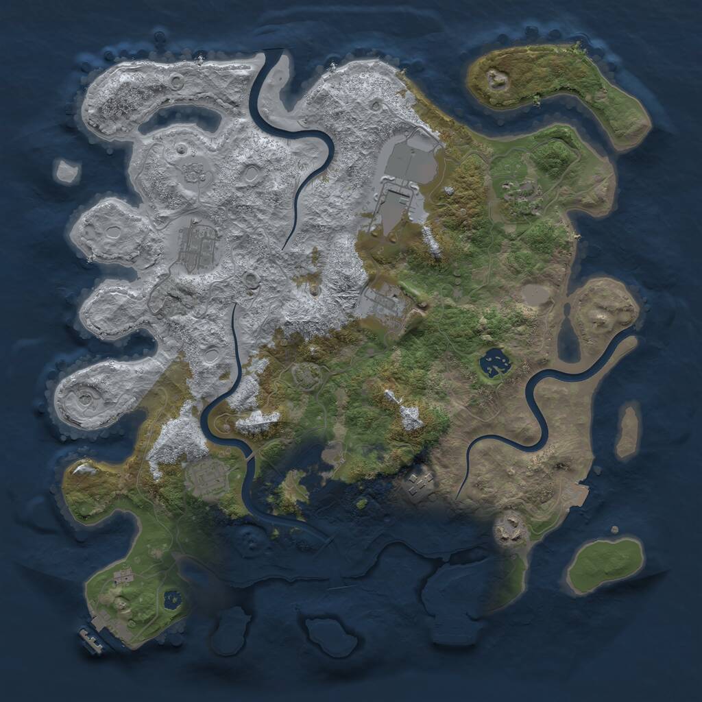 Rust Map: Procedural Map, Size: 3700, Seed: 296339054, 15 Monuments