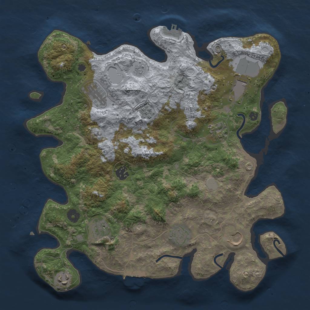 Rust Map: Procedural Map, Size: 3600, Seed: 184535003, 16 Monuments