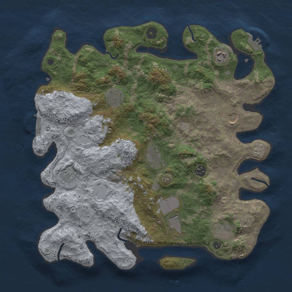 Rust Map: Procedural Map, Size: 3850, Seed: 114620787, 18 Monuments