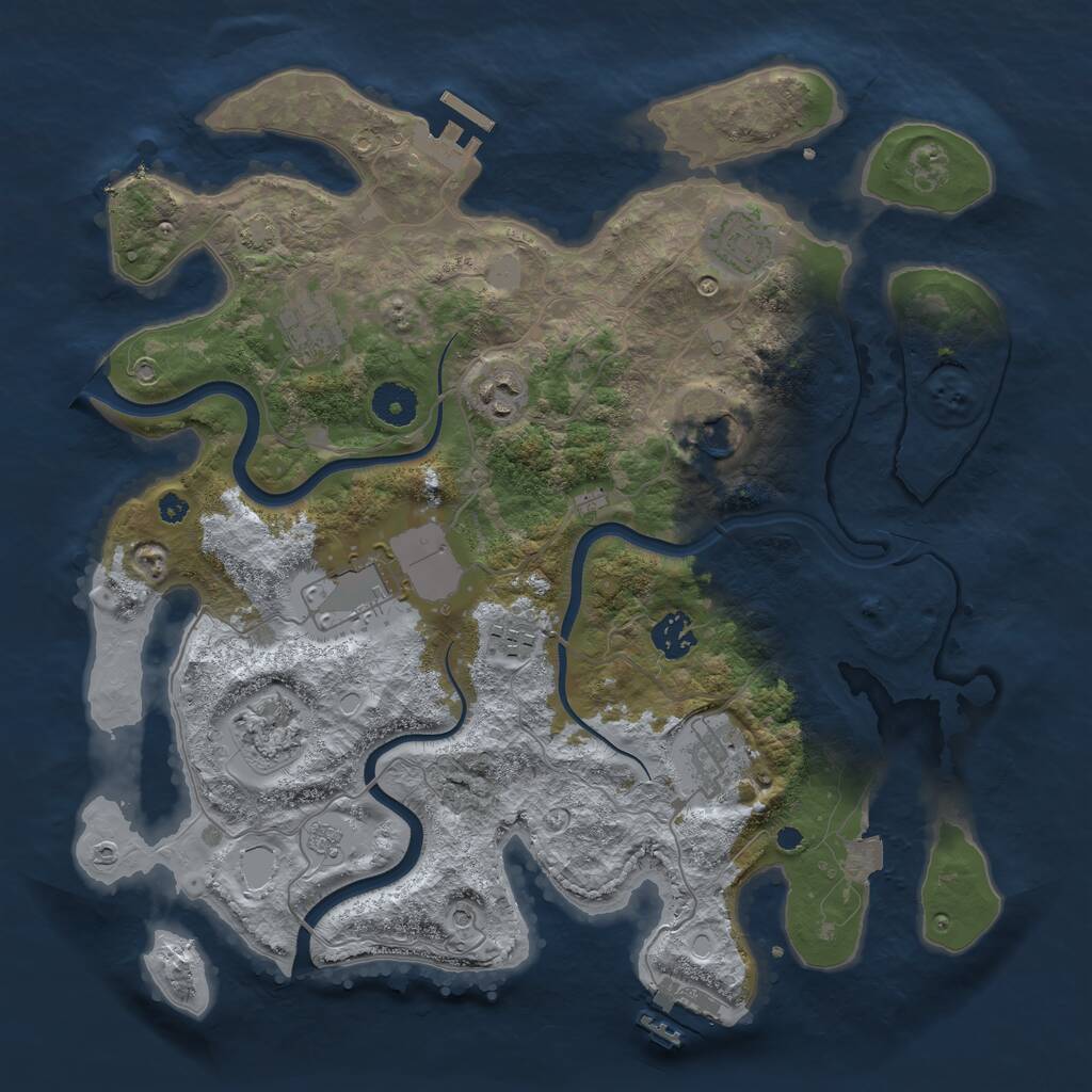 Rust Map: Procedural Map, Size: 3700, Seed: 124, 15 Monuments