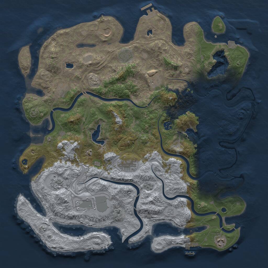 Rust Map: Procedural Map, Size: 4500, Seed: 2063273358, 16 Monuments