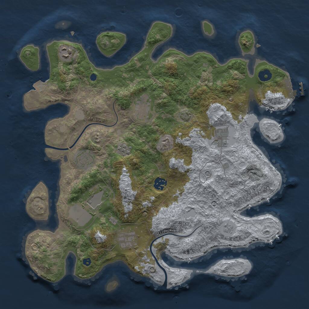 Rust Map: Procedural Map, Size: 3700, Seed: 1595906110, 13 Monuments