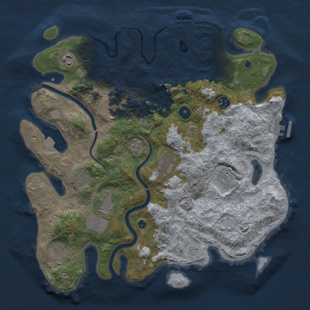 Rust Map: Procedural Map, Size: 3800, Seed: 881002168, 16 Monuments