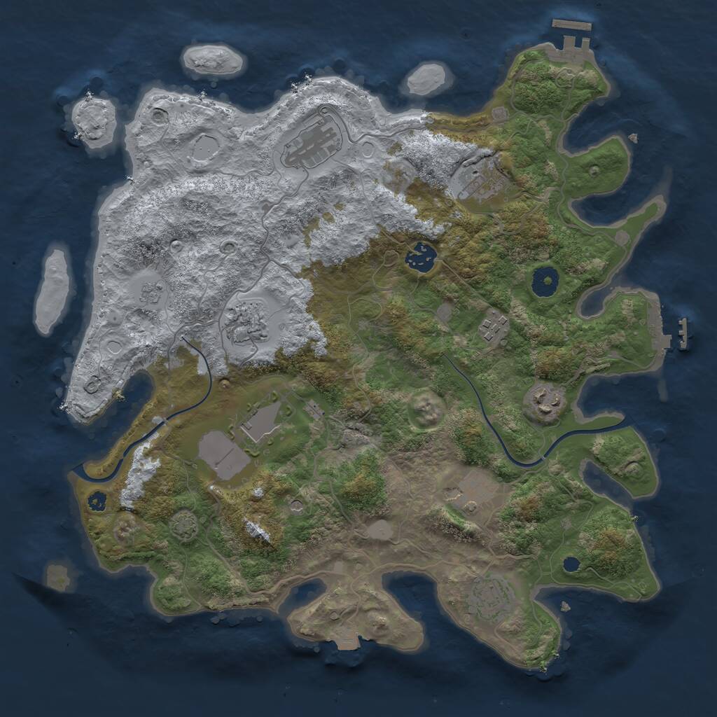 Rust Map: Procedural Map, Size: 3700, Seed: 1920836338, 15 Monuments