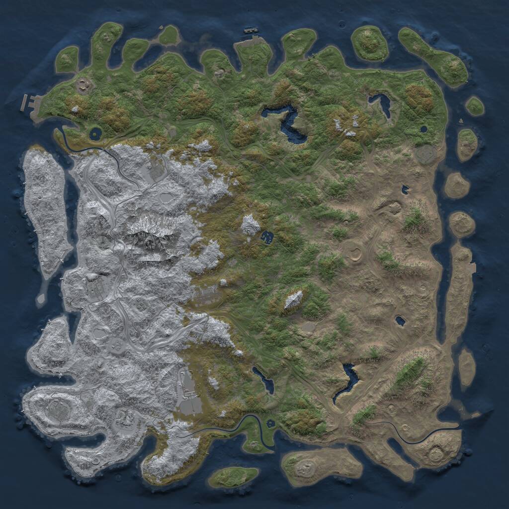 Rust Map: Procedural Map, Size: 6000, Seed: 876280112, 17 Monuments