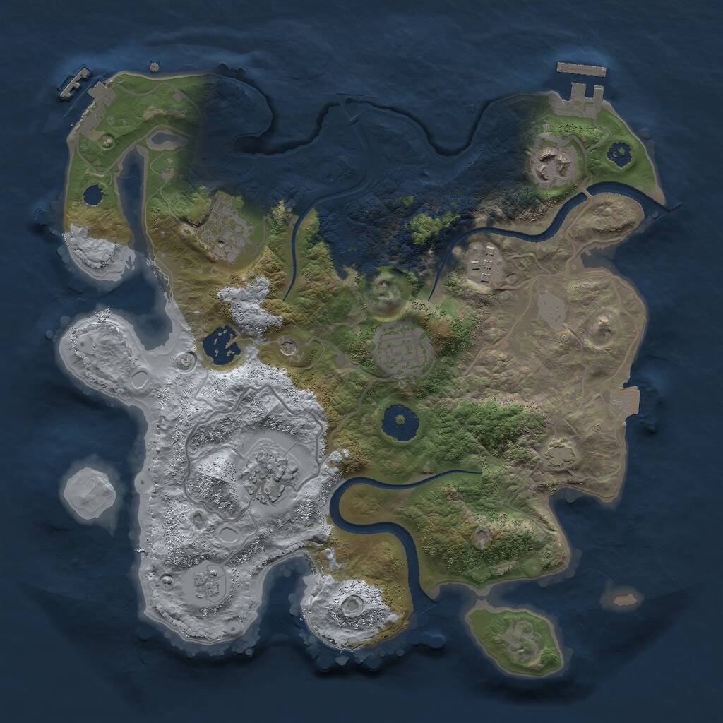 Rust Map: Procedural Map, Size: 3000, Seed: 54312, 12 Monuments