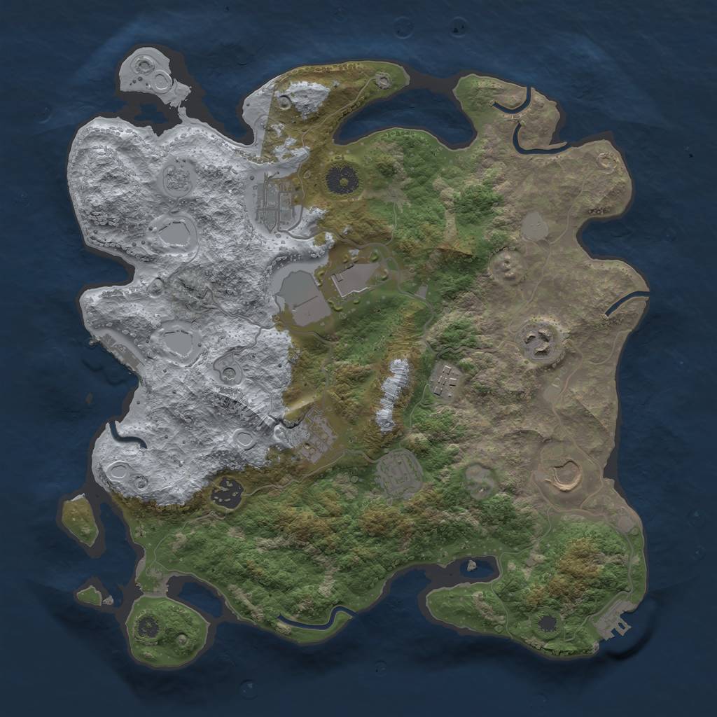 Rust Map: Procedural Map, Size: 3500, Seed: 79012827, 17 Monuments