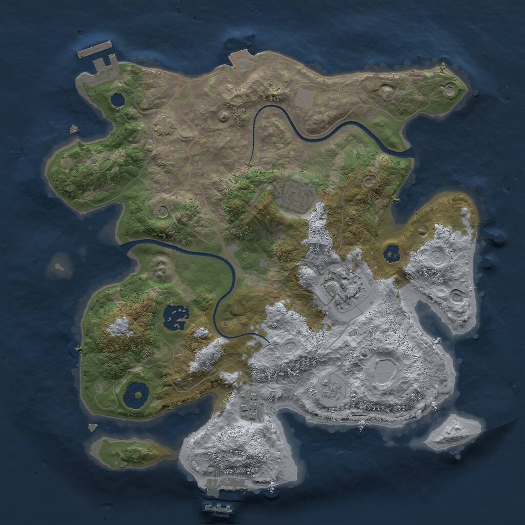 Rust Map: Procedural Map, Size: 3000, Seed: 1262378715, 10 Monuments