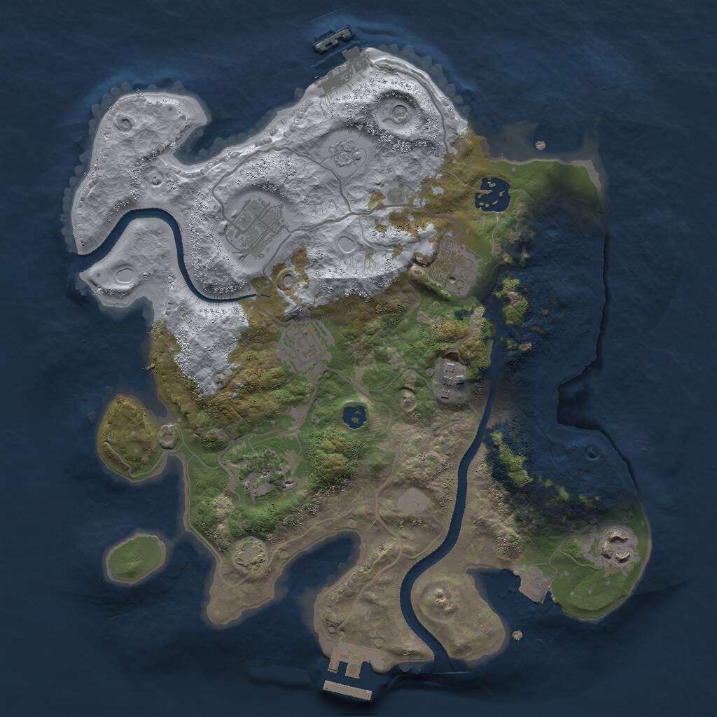 Rust Map: Procedural Map, Size: 3000, Seed: 1921299555, 13 Monuments
