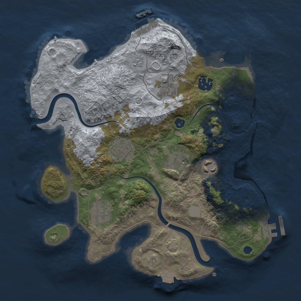 Rust Map: Procedural Map, Size: 3000, Seed: 1921299555, 12 Monuments