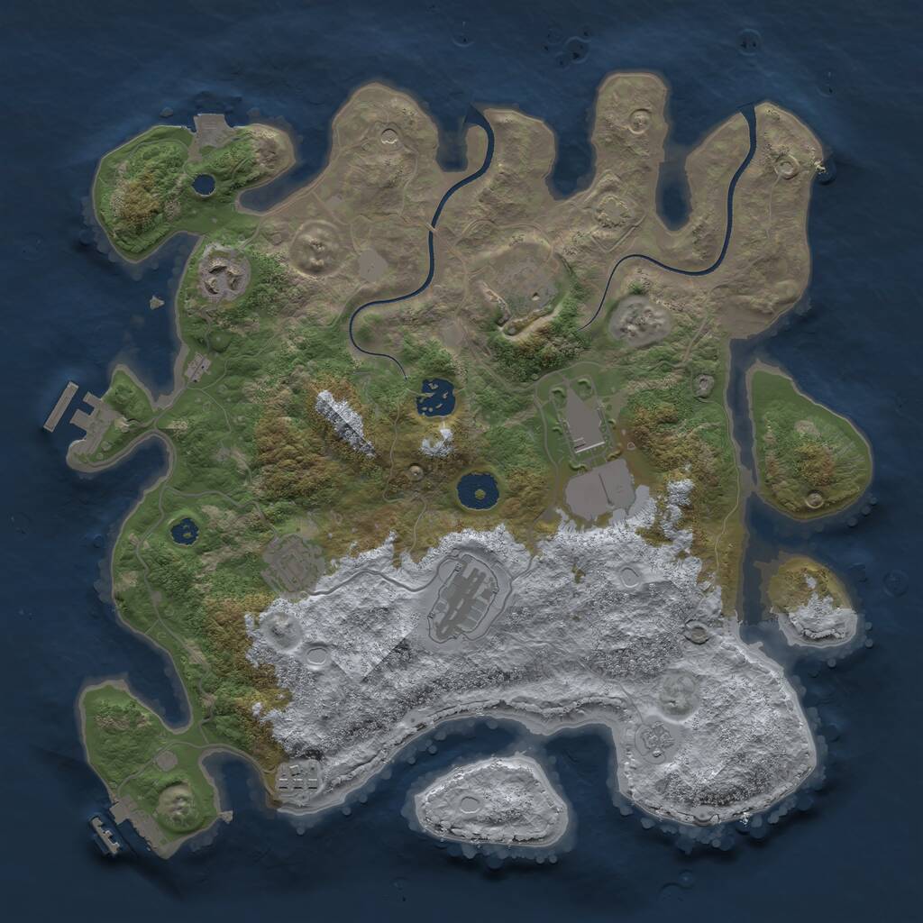 Rust Map: Procedural Map, Size: 3500, Seed: 41919379, 13 Monuments