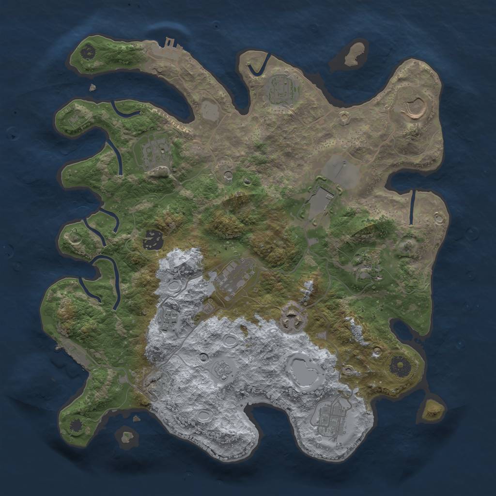 Rust Map: Procedural Map, Size: 3500, Seed: 1826276706, 17 Monuments