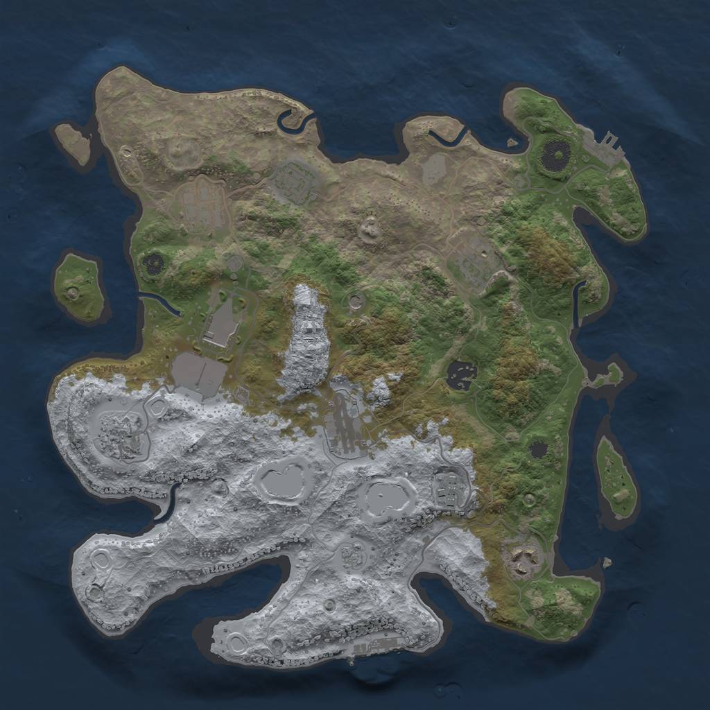 Rust Map: Procedural Map, Size: 3500, Seed: 67471290, 18 Monuments