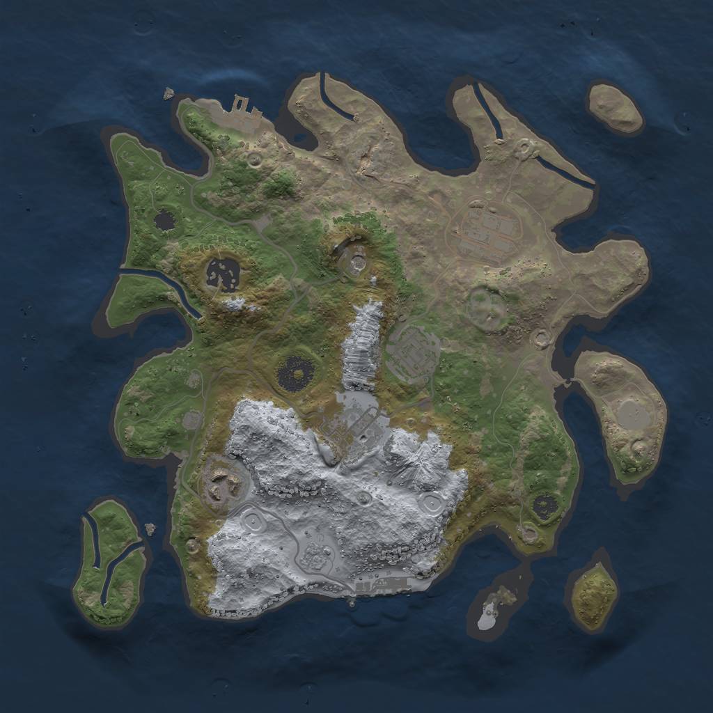 Rust Map: Procedural Map, Size: 3000, Seed: 1623279, 14 Monuments