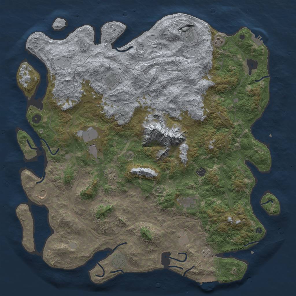 Rust Map: Procedural Map, Size: 5000, Seed: 3945, 20 Monuments