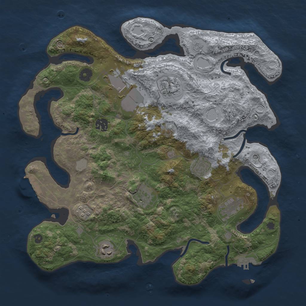 Rust Map: Procedural Map, Size: 3500, Seed: 1203230659, 17 Monuments