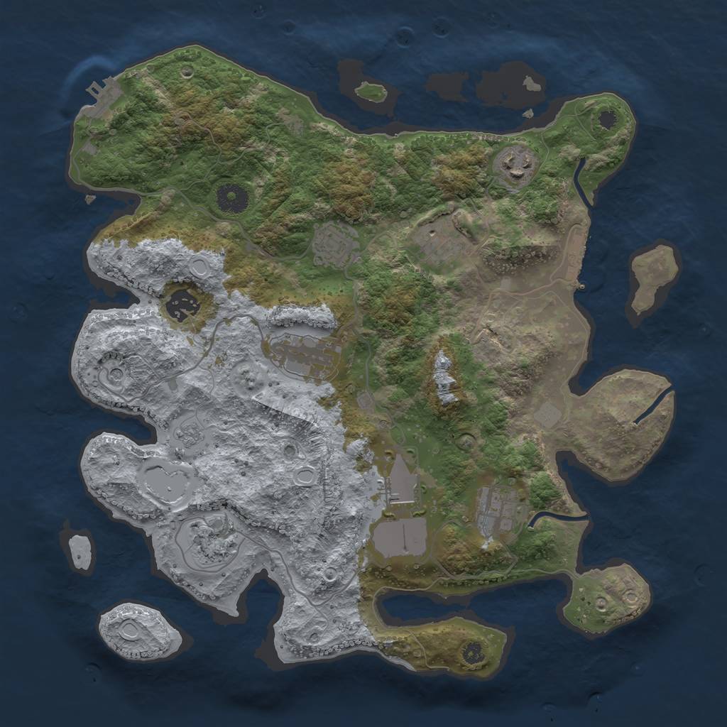 Rust Map: Procedural Map, Size: 3500, Seed: 71780301, 17 Monuments