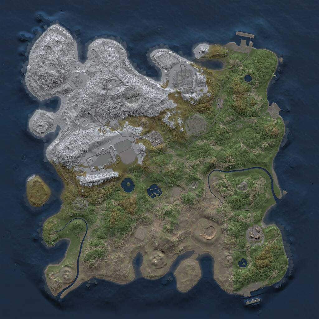 Rust Map: Procedural Map, Size: 3500, Seed: 51007980, 13 Monuments